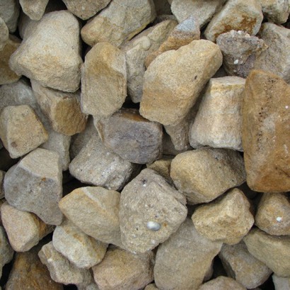 Gabionensteine / Sandstein gelb-grau 56 - 100 mm